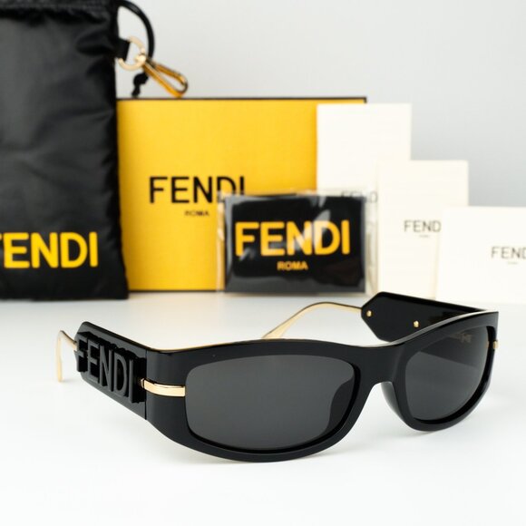 Fendi SHADOW Women Sunglasses Oval Black Smoke Grey FE40120I 01A BRAND NEW Fendi Women Sunglasses Black Smoke Grey Oval FE40120I SHADOW  main image 2
